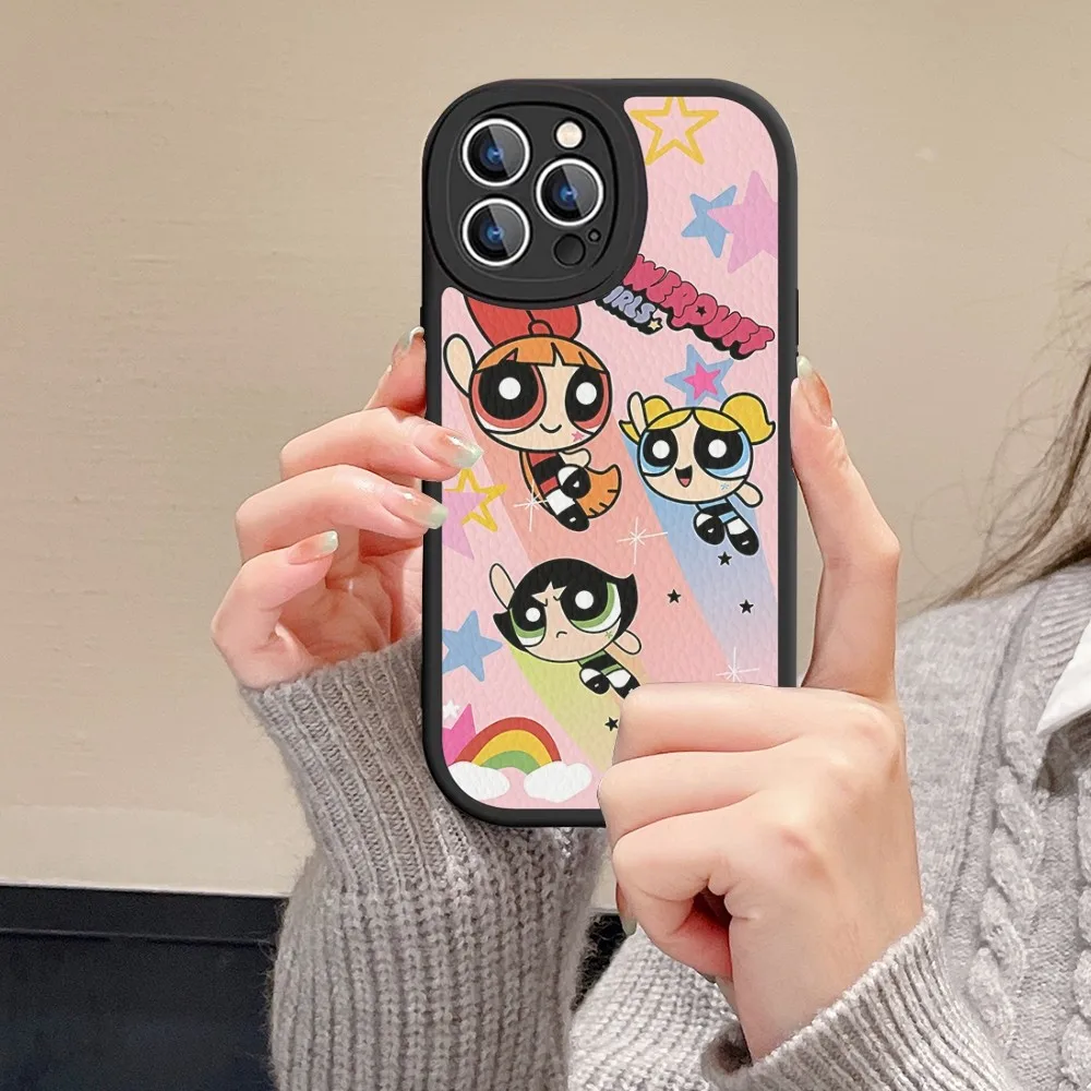 Cute Cartoon P-Powerpuff Girls Mobile Phone Case Hard Leather For IPhone 16 15 14 13 12 11 Pro Max Xs X Xr 7 8 Plus Fundas
