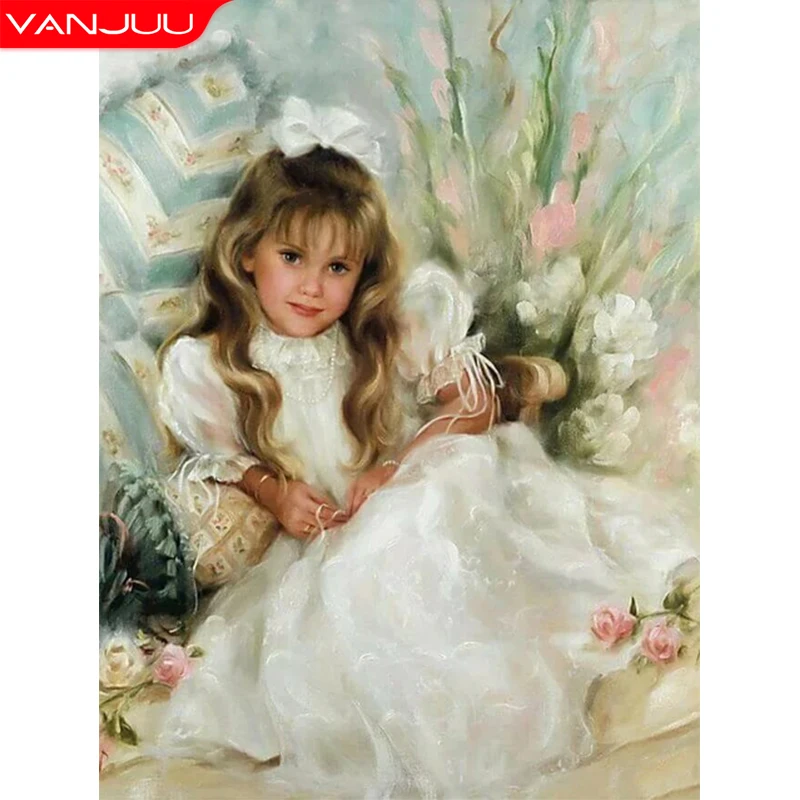 

5D Full Drill Diamond Painting Pretty Kid Diamond Mosaic Portrait Diamond Embroidery DIY Rhinestones Home Decor