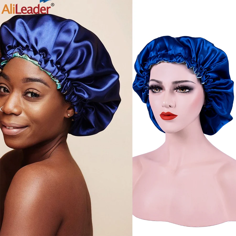 

Silk Hair Bonnet For Sleeping, Double Layer Fully Adjustable Reversible Silk Bonnet For Natural Hair, Curly Hair, Braids,Locs