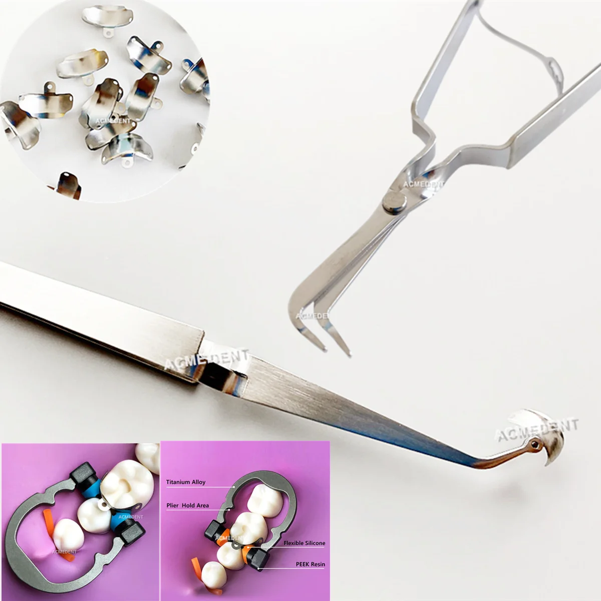 

2 Set Dental Matrix Hole Protrusions 3D Matrices Plier Titanium Ring Matrice Tweezer