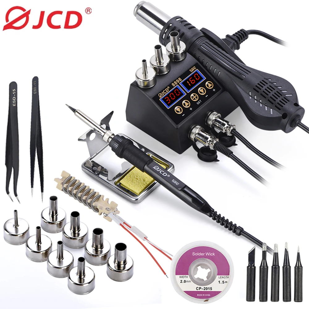 

750W SMD Rework Soldering Station 2 in 1 hot air soldering iron LCD Digital display welding station for BGA PCB IC Repair 8898