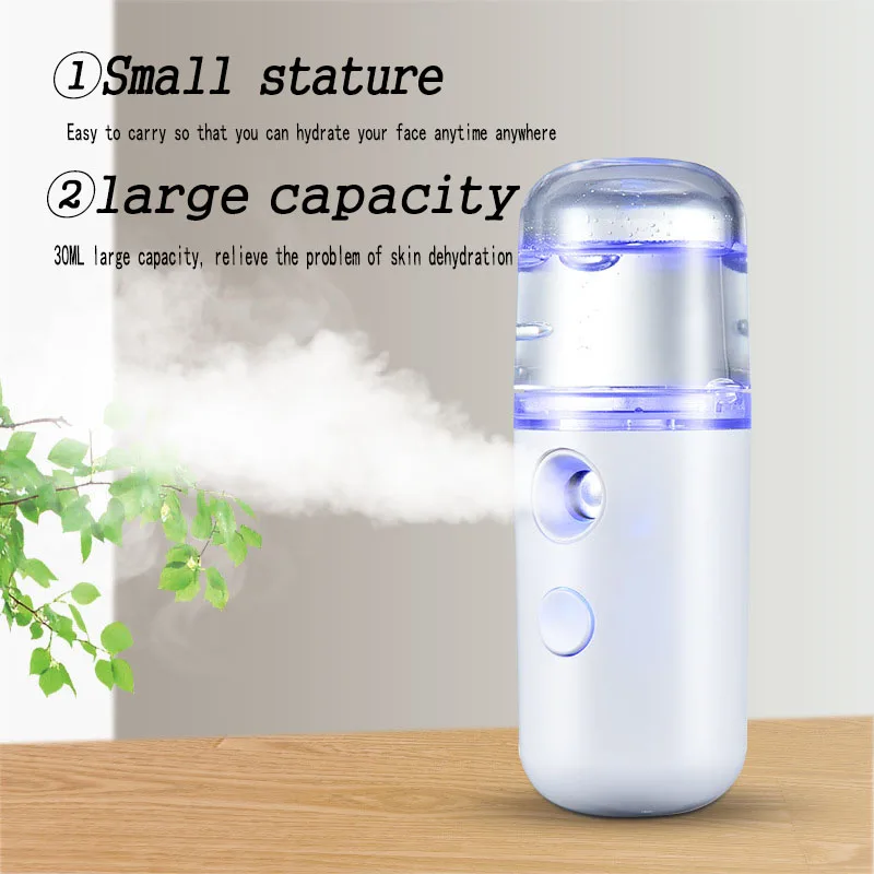

Girls Hand-Held Usb Nano-Spray Moisturizing Instrument 30Ml Large-Capacity Face Cold Spray Face Steamer Portable Sprayer