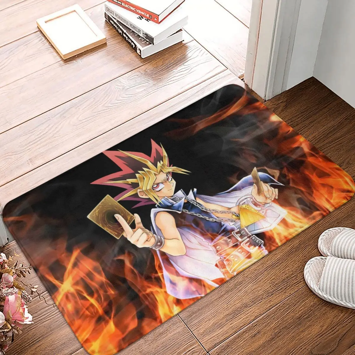 

YuGiOh Card Game Anti-Slip Doormat Living Room Mat Yami Fire Balcony Carpet Entrance Door Rug Bedroom Decorative