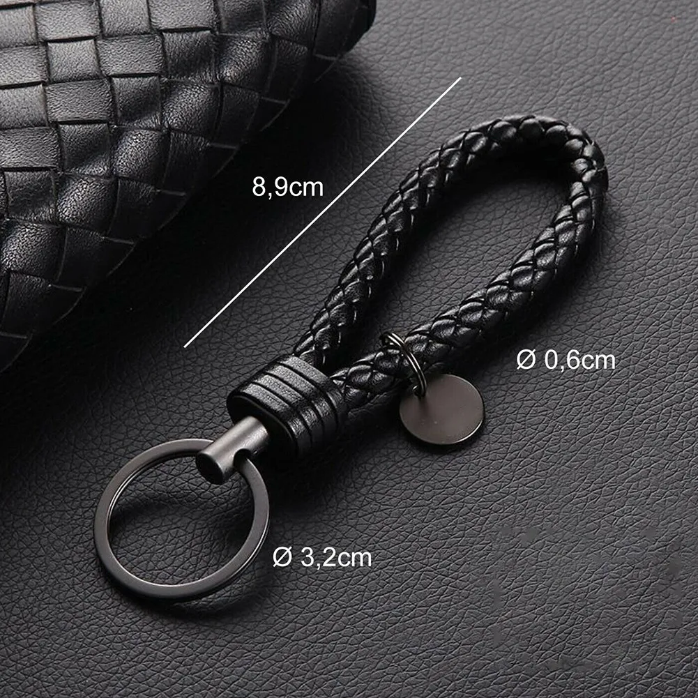 

1x Car Hand Woven Keyring Leather Strap Braided Rope Keychain Universal 360° Rotating Horseshoe Buckle Auto Pendant Key Chain