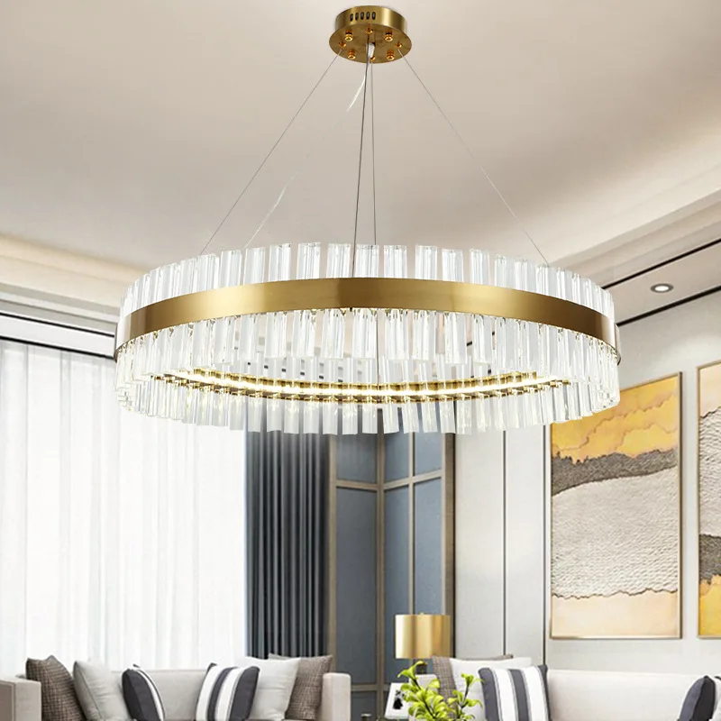 

Rings Chandeliers Lights LED Luxury K9 Crystal Pendant Hanging Lighting Living Dining Room Lustre Home Indoor Decor Luminaires