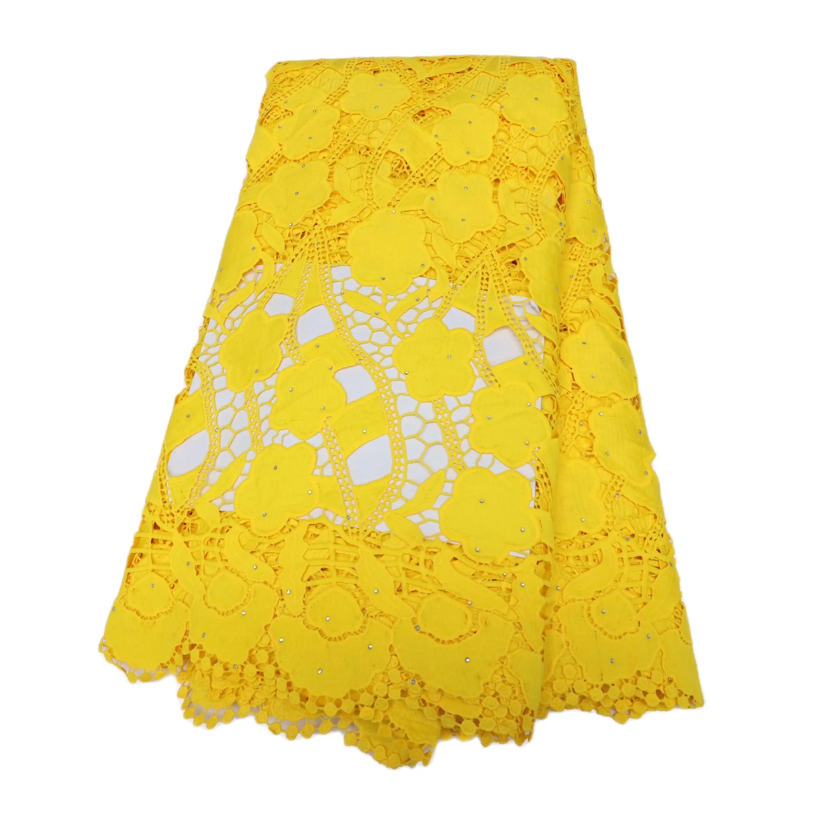 

Желтая африканская кружевная ткань, французская мягкая чистая вышивка, гипюр, шнур, кружевная ткань для свадебной вечеринки, платье, шитье, 5...