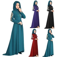 the new european clothing muslim fashion hijab long dresses women with sashes solid color islam clothing abaya