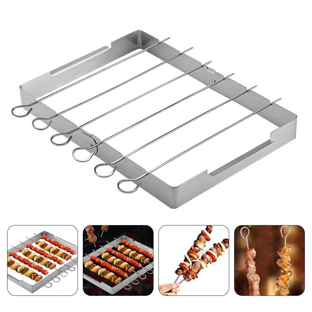 

Rack Grill Skewers Barbecue Kabob Steel Bbq Grilling Metal Skewer Stainless Outdoor Kebab Sticks Stand Cooling Shish Picnic