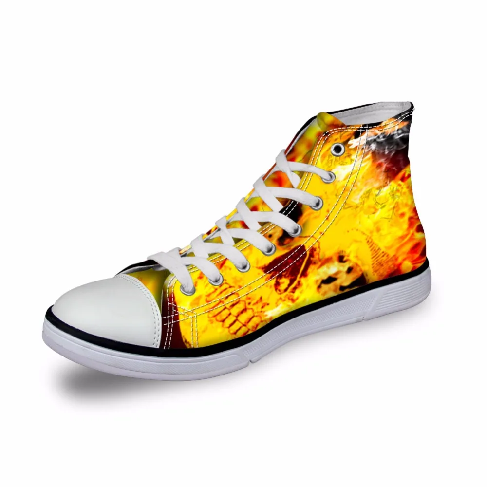 

NOISYDESIGNS Girls Sneakers Women Casual Vintage Vulcanized Shoes High Top Footwear Snake in Fire 3D Print Flat Canvas Shoes