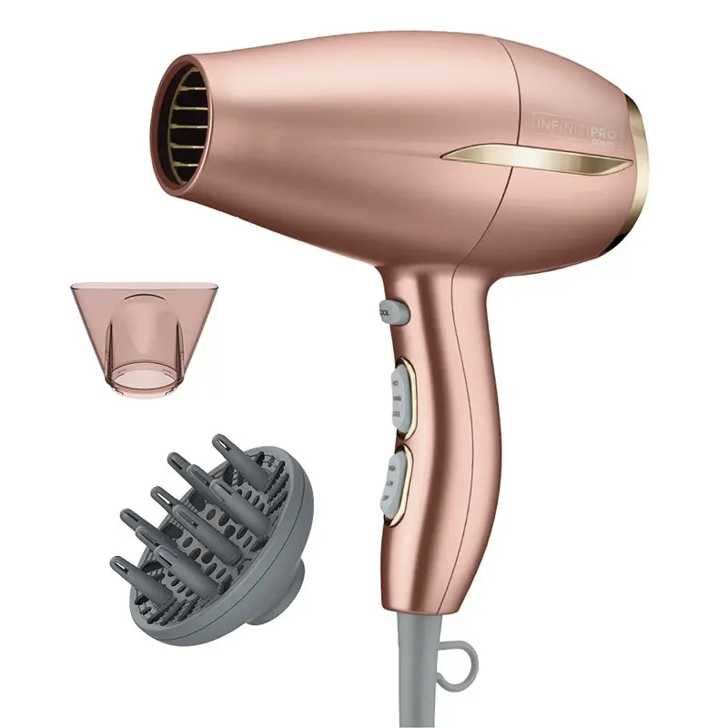 

InfinitiPro by Professional Ceramic Frizz-Free Compact Hair Dryer, Ionic, 1875 Watts, Rose Gold