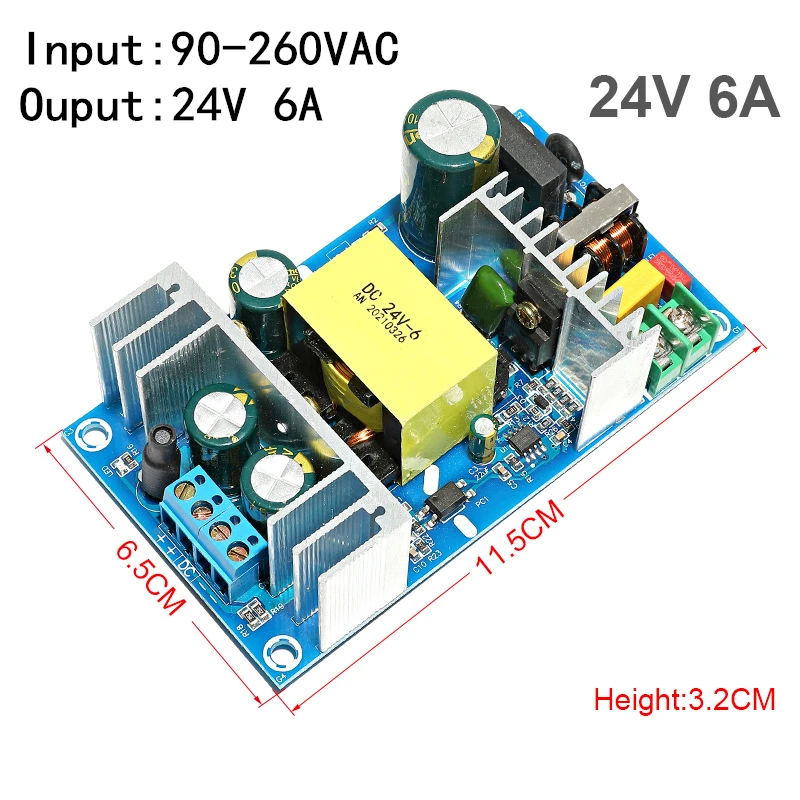 Módulo de Fonte de Alimentação Ac-dc Placa de Alimentação de Comutação Promoção Dc-24v6 dc 24v 6a ac 90260v