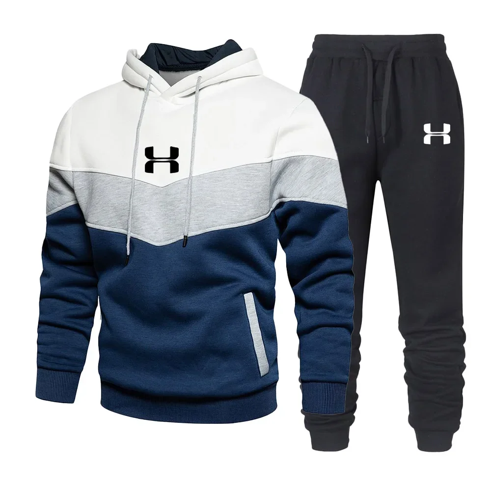 

Men's Print Tracksuit Winter Casual Hoodies + Long Pants 2PCS Set and Print Hoodies Outdoor Sport Jogging Wear