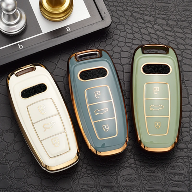 

New TPU Car Smart Key Case Cover Shell For Audi A6 A7 A8 E-tron Q5 Q7 Q8 C8 D5 TFSI Protector Keyless Fob Accessories