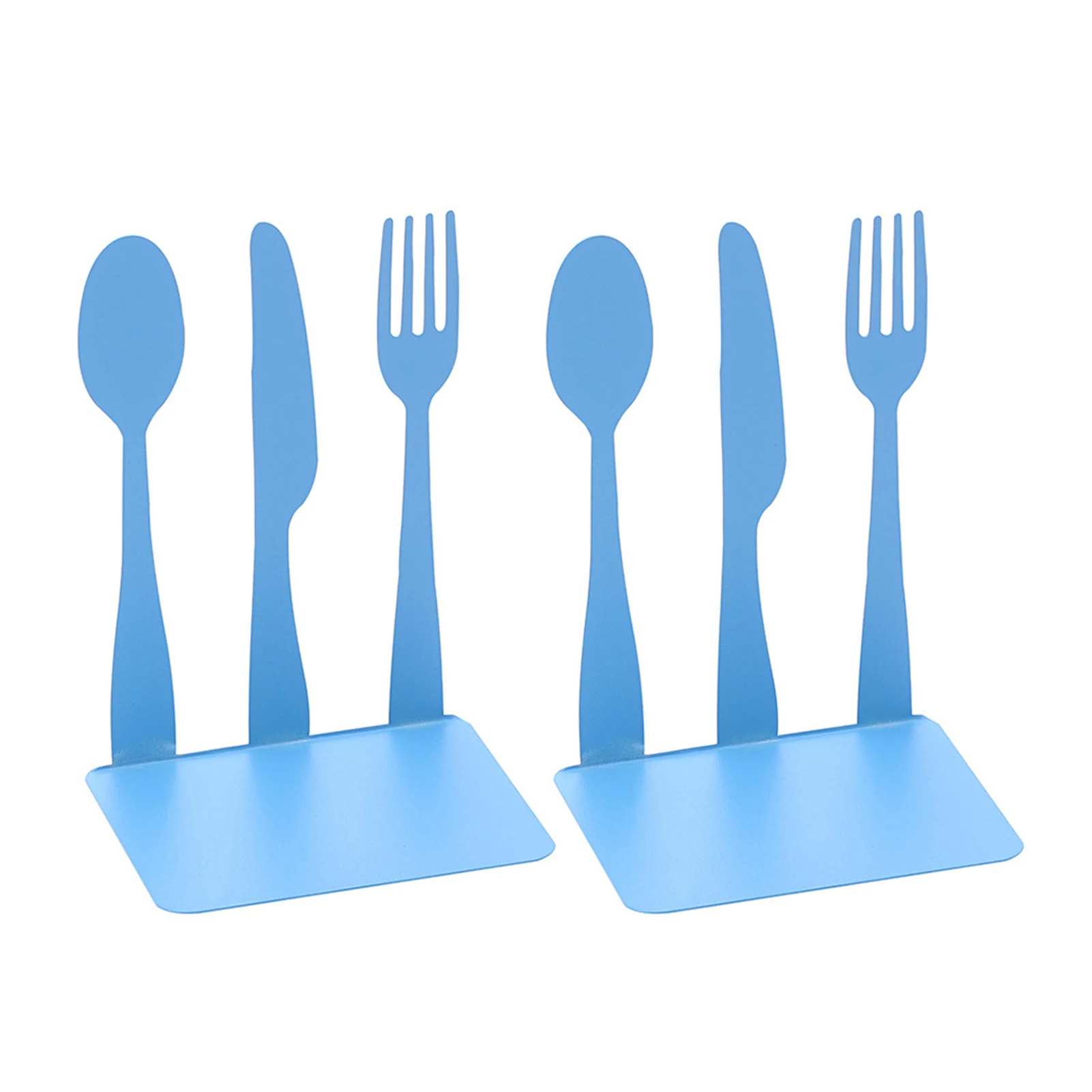 

1pair Fork Cutter Spoon Shaped Chef Desk Stands Magazine Home Kitchen School Anti Slip Gifts Cookbook Bookends Modern Study