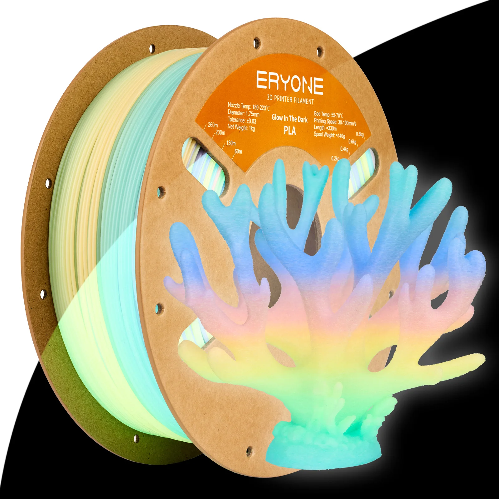 Eryone 1 кг светящегося в темноте PLA-филамента 1,75 мм, пластик для 3D-печати (art.: 3920d8fc59bf8) - 3920d8fc59bf8
