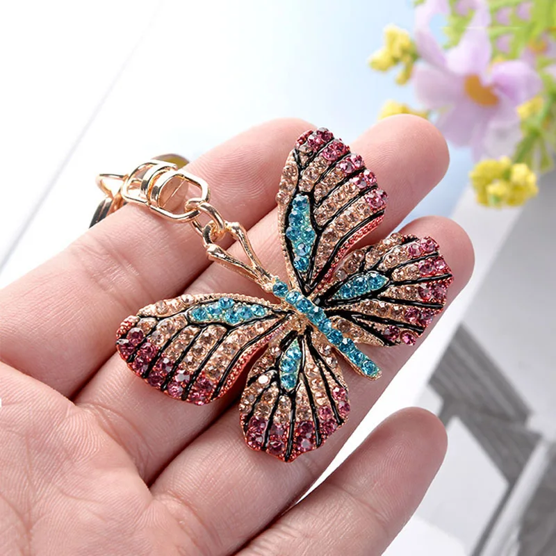 

Women's Butterfly Bag Charms Crystal Rhinestone Sparkling Keychain Purse Accessories Keyrings