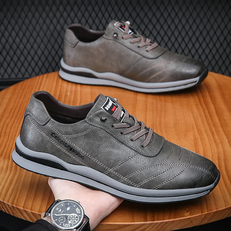 

ZSAUAN Men Leather White Mens Loafers Men Leather Casual Shoes Men Sneakers Flat Male Footwear