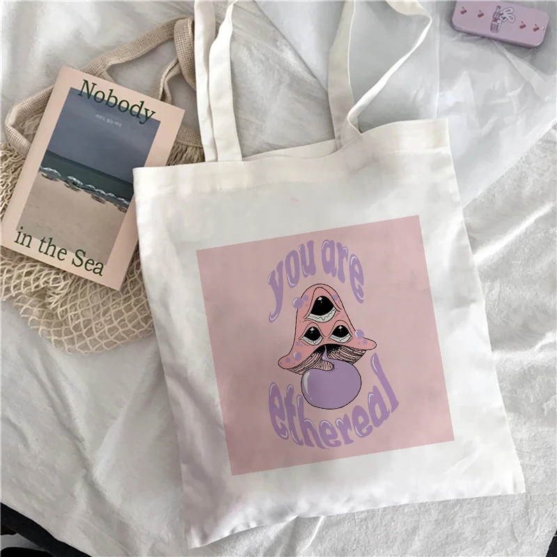 

Mushroon Printing shopping bag canvas cotton recycle bag tote reusable shopper bag foldable sac cabas ecobag tote sacolas