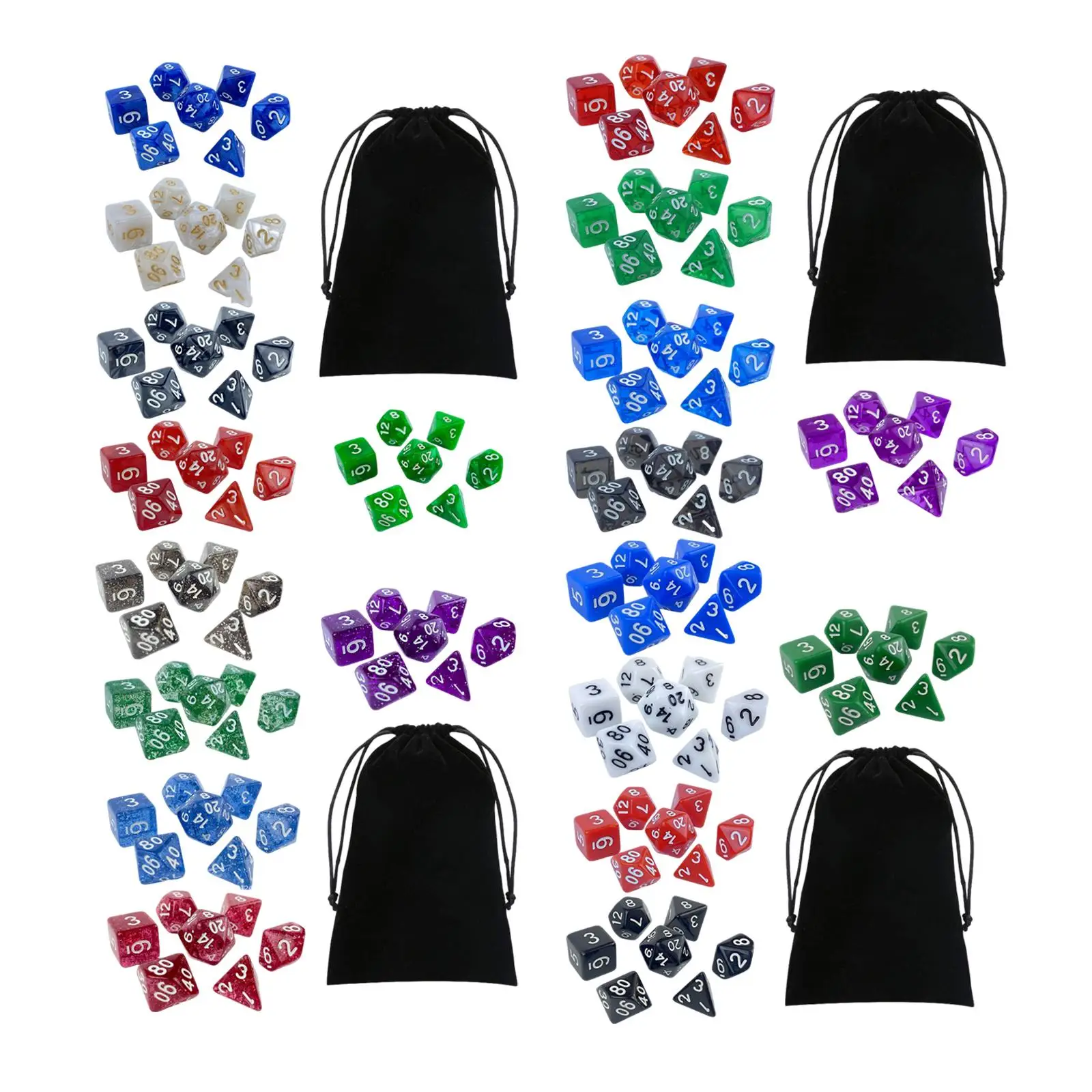 

35 шт., пластиковые головоломки, D4 D6 D8 D10 D12 D20 w/Чехол