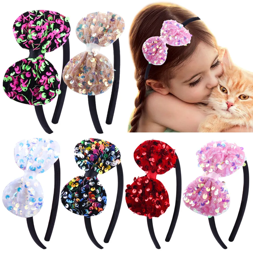 

Cutel Can Flip Sequins Glitter Bow Hairband Kid Party Cartoon Headband Birthday Gift Hair Accessories for Girl
