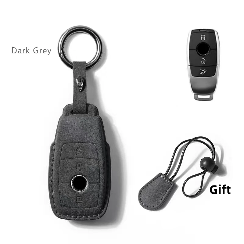 

Suede Leather Car Key Case Cover Shell For Mercedes Benz A C E S G Class GLC CLE CLA GLB GLS W176 W204 W205 W212 W213 W222 AMG