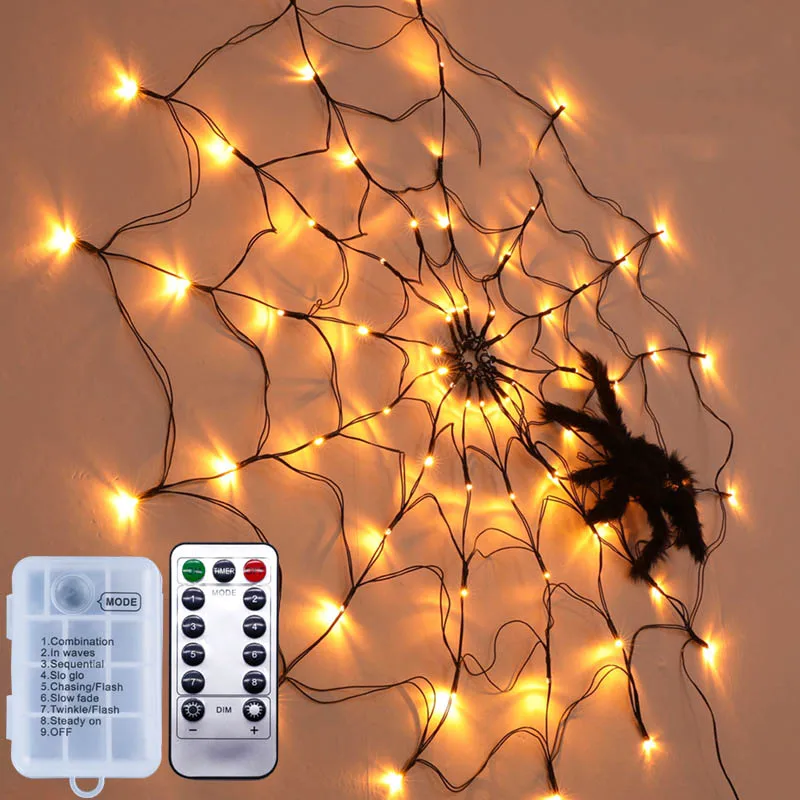 

Halloween Decorative Lights LED Lights Indoor and Outdoor Atmosphere Scene Arrangement Spider Web Remote Control Happy Halloween