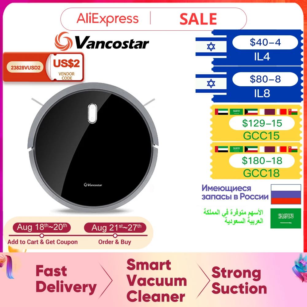 Vancostar Robot Vacuum Cleaner Smart for Home Central Brush 