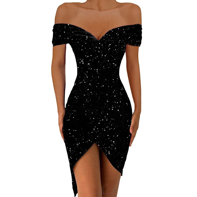 

Woman Party Dress Fashion Slim Fit off Shoulder Ruched Bodycon Dress Elegant Comfortable Mature Lady Dresses Women Clothing
