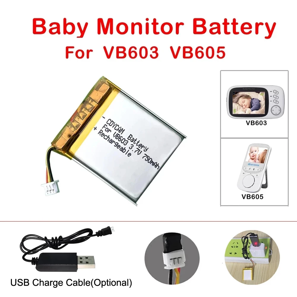 

Аккумулятор VB603 для видеоняни, 3,7 в, 750 мА · ч