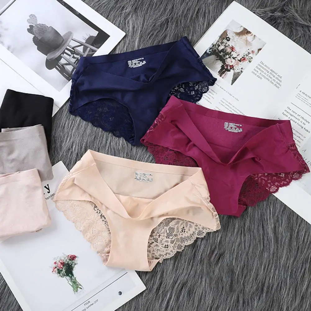 

Seamless Women Panties Lace See Through Women Underwear Sexy Female Underpants Stretchy Moisture-wicking Briefs for Daily Wear