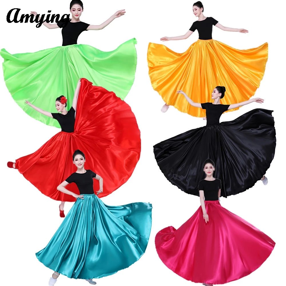 Новая атласная юбка на 360/540/720 градусов женский танцевальный сценический костюм