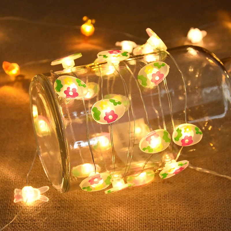 

2M 20LED Easter Bunny String Lights for Home Decoration Easter Rabbit Egg Carrot Fairy Light Ornaments Holiday Party Favor Decor