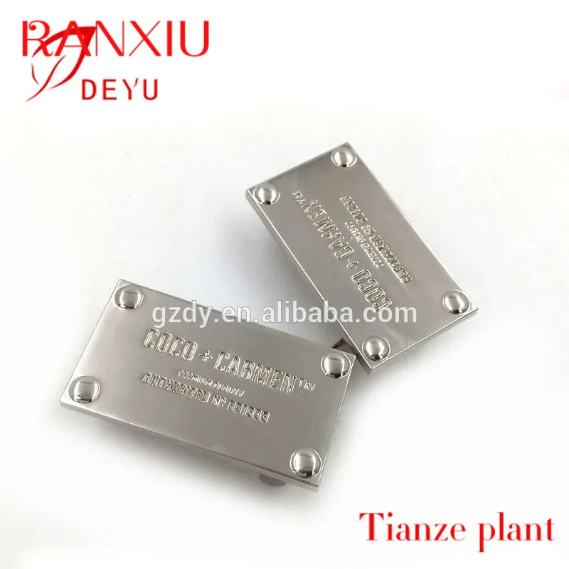 

Custom Factory Custom Metal Logo Purse Hardware Accessories Metal Logo Plate For Handbags