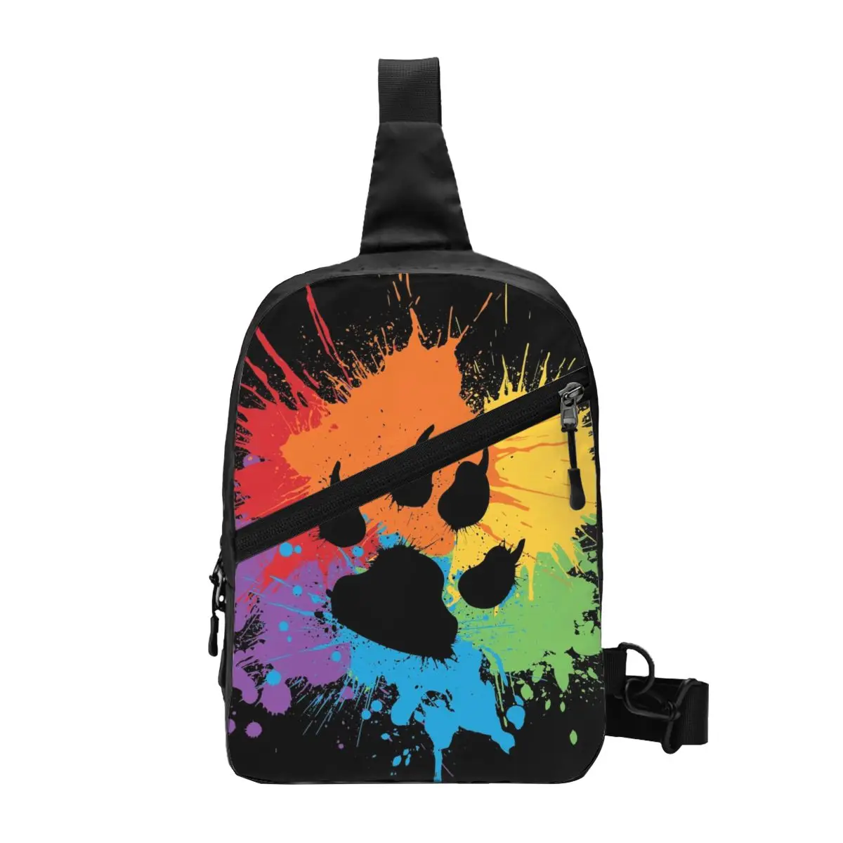 

Gay Bear Paw Pride Sling Crossbody Backpack Men Custom GLBT LGBT Rainbow Pride Chest Shoulder Bag for Cycling Camping Daypack
