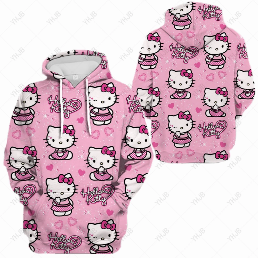 

Hello Kitty Sweatshirt Harajuku Kawaii Cute Hoodie Women Kpop Autumn Clothes Femme Top Aesthetic Hoodies Girs Friends