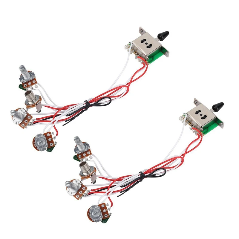 

2X Pots for Strat Guitar PreWired 1 Volume 2 Tone Control 5 Way Switch 3-500K Pot