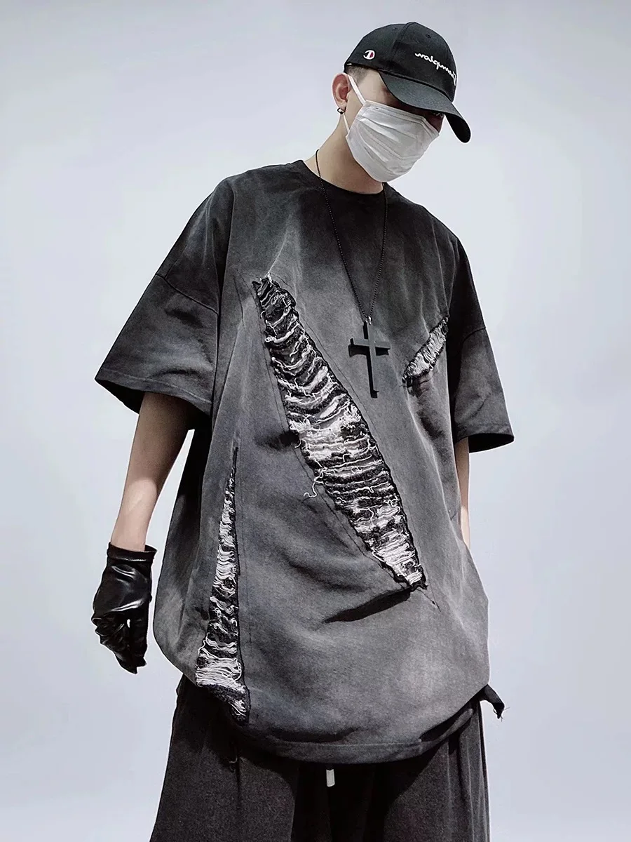 Тяжелая футболка с коротким рукавом в американском стиле хип-хоп модный