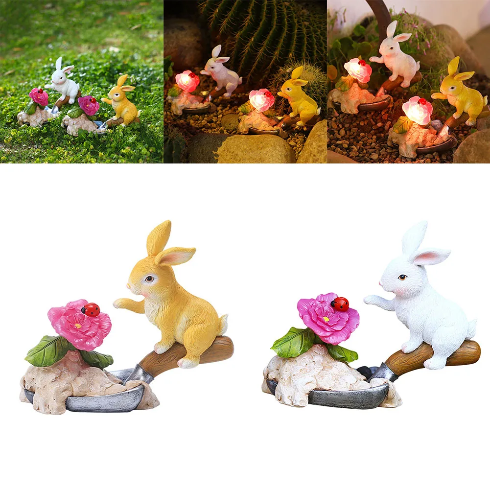 

Светильник на солнечной батарее в виде кролика, ландшафта, для двора, защита от солнца, из смолы, питание от солнечной энергии, декоративный ...