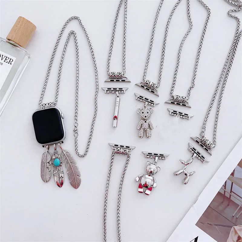 

Necklace Diamond Bear Strap For Apple Watch Band 49mm 41mm 45mm 40 44mm 38 42 For iwatch Series 8 7 SE 6 5 4 3 Correa Watchband