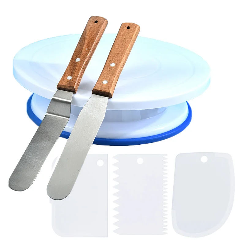 

Cake Turntable Stand Set Rotating Stable Anti-skid Round Cake Table Cake Cream Decoration Accessories Spatula Set Baking Tools