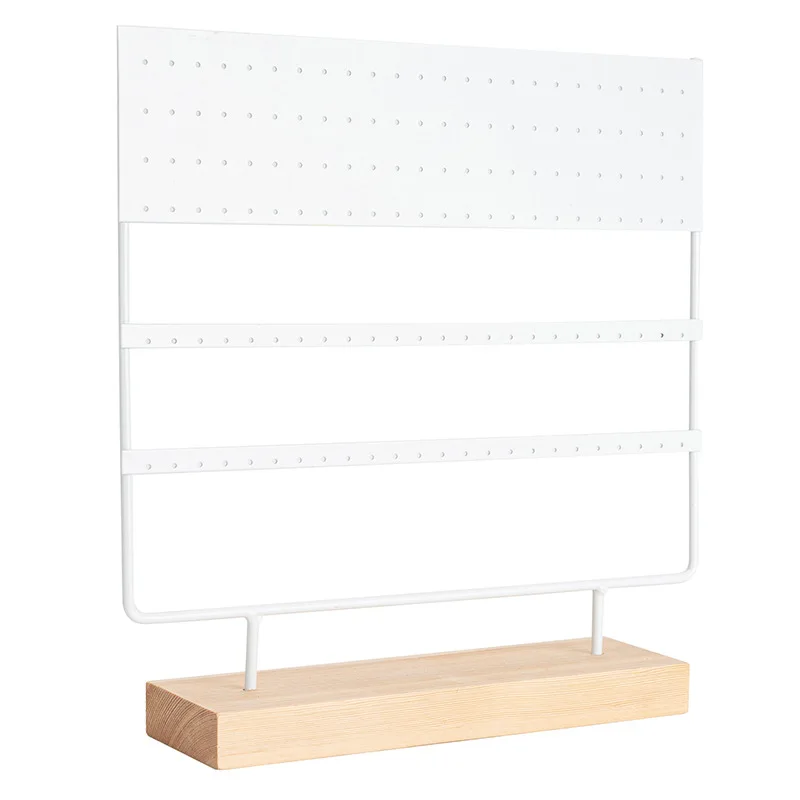 144 Holes Stand Jewelry Display Organizer Earrings Pendants Bracelets Jewelry Holder with Wooden Base Earrings Storage Rack