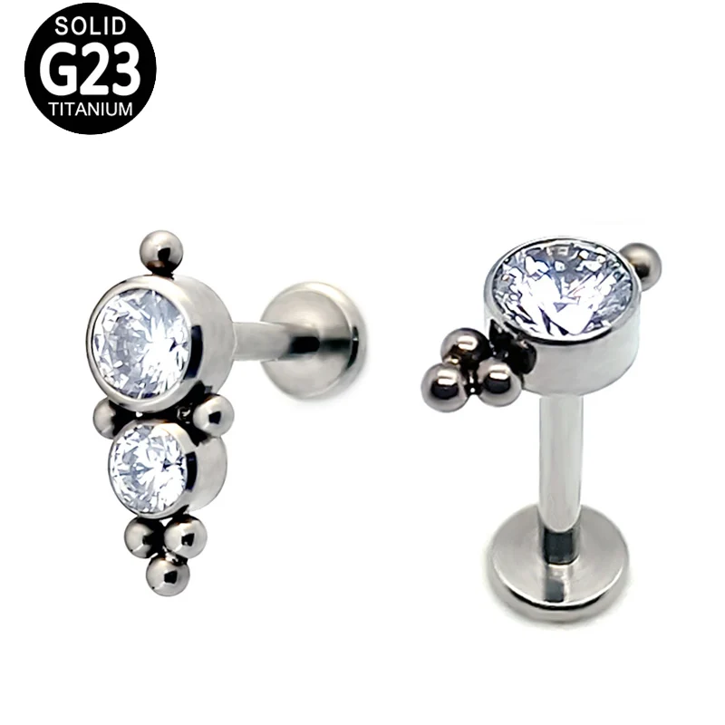 

G23 Titanium Labret Lip Ring Zircon Cluster Internal Thread Ear Cartilage Tragus Helix Earring Labret Piercing Lip Studs Jewelry