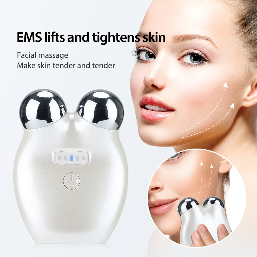 

Mini Micro-Current Face Massager Double Roller Facial Lifting Skin Tightening Beauty Device Remove Wrinkle Skin Rejuvenation