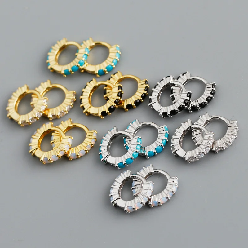 

Eh1215 circle diamond color diamond Aobao zircon S925 silver earrings