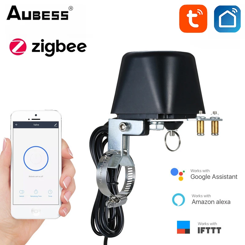 

Tuya Zigbee Smart Valve Controller For Water Pipeline Auto Shut ON Off Timer Waterproof Compatible With Alexa Google Assistant