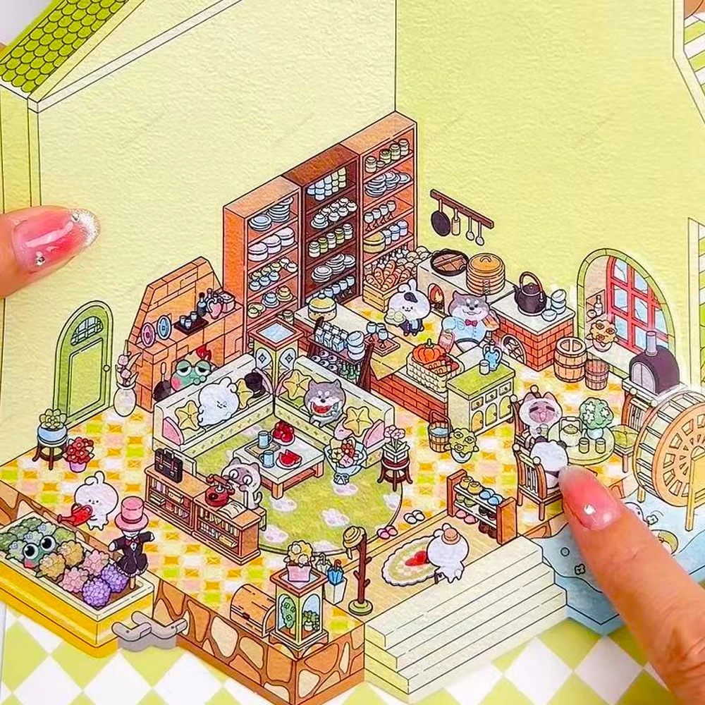 Плюс Размер Замок Тема Миниатюрная Сцена Наклейка 2.5D 3D Ландшафтный Дизайн