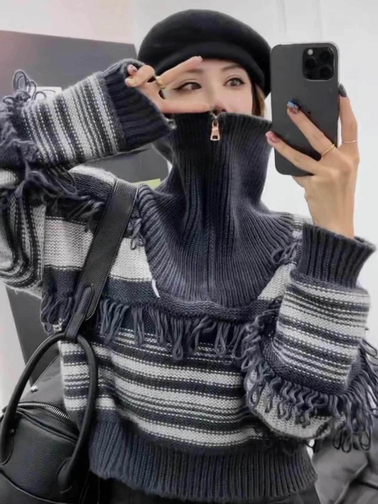 Женский пуловер в готическом стиле серый свитер 90-х Y2k винтажный элегантный