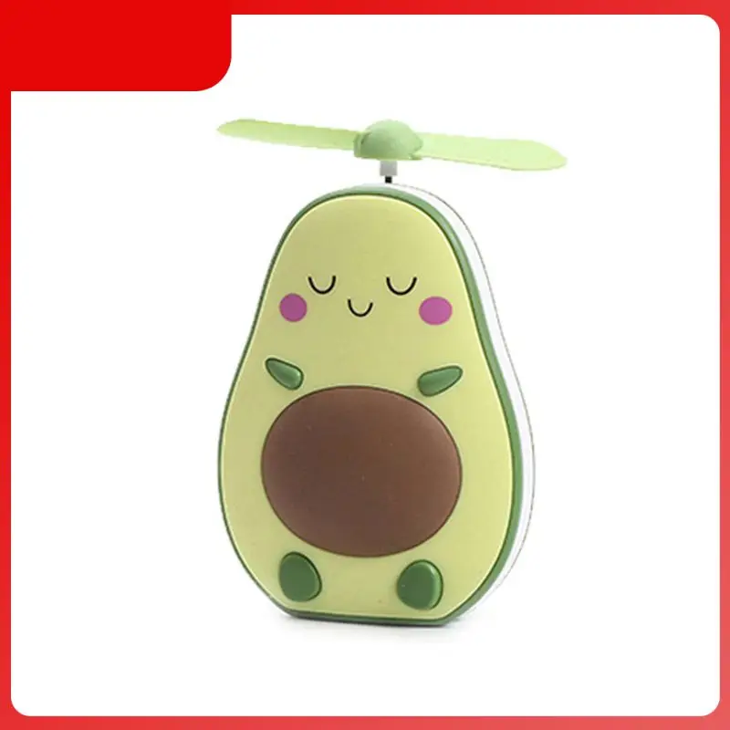 

Portable Mini Avocado Shape Fan LED Lamp Cosmetic Mirror And Fan 2 In 1 Integrated USB Charging Practical Electric Fan Tools
