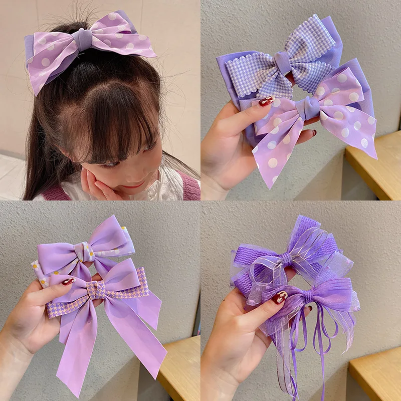 

Сине-фиолетовая шпилька для волос с бантом для девочек