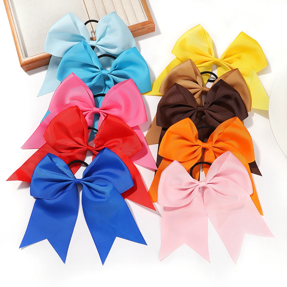 

1pcs Solid Color Big Bows with Elastic Hair Ties for Girls Ribbon Bowknot Hair Band Rubber Band Headwear Kids Hair Accessories